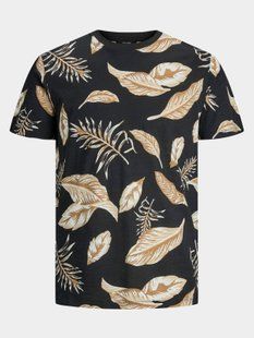 Футболка мужская Jack & Jones черный, орнамент листочки M