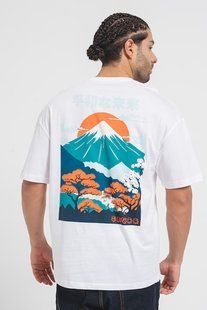 Футболка чоловіча Jack & Jones біла, мальовничий принт на спині XL