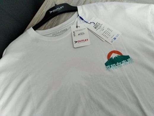 Футболка чоловіча Jack & Jones біла, мальовничий принт на спині XL