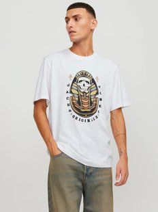 Футболка чоловіча Jack & Jones біла принт з черепом S