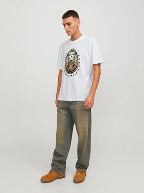 Футболка чоловіча Jack & Jones біла принт з черепом S