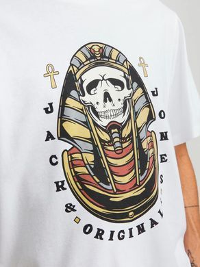 Футболка чоловіча Jack & Jones біла принт з черепом S