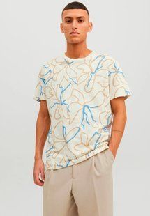 Футболка мужская Jack & Jones молочный, абстрактный орнамент S