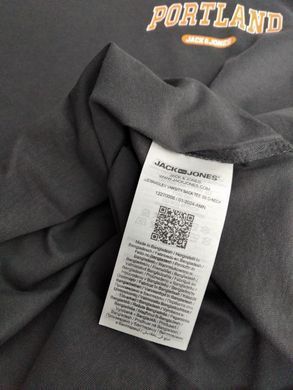 Футболка мужская Jack & Jones темно-серая, надпись Portland XL