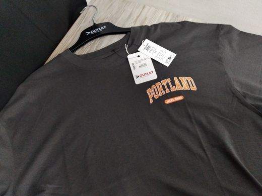 Футболка мужская Jack & Jones темно-серая, надпись Portland XL