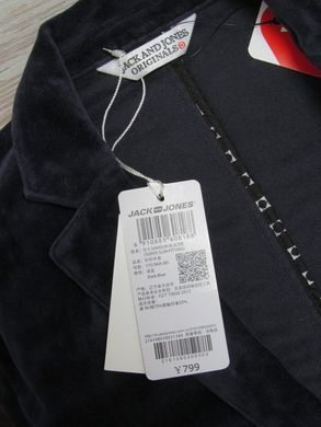 Мужской пиджак Jack & Jones велюровый темно-синий S
