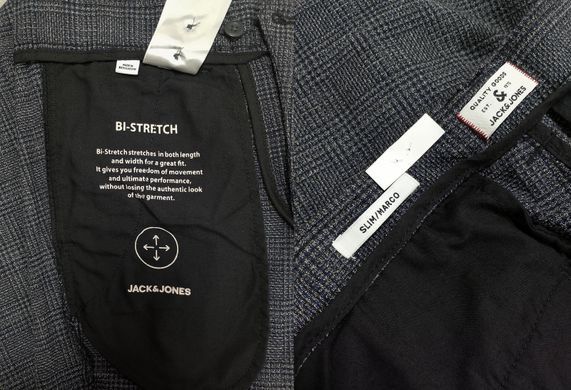 Штаны чинос мужские Jack&Jones темно-серый в клетку 28/32