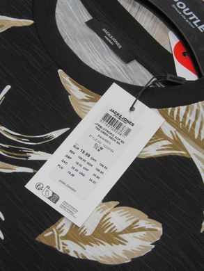 Футболка мужская Jack & Jones черный, орнамент листочки S